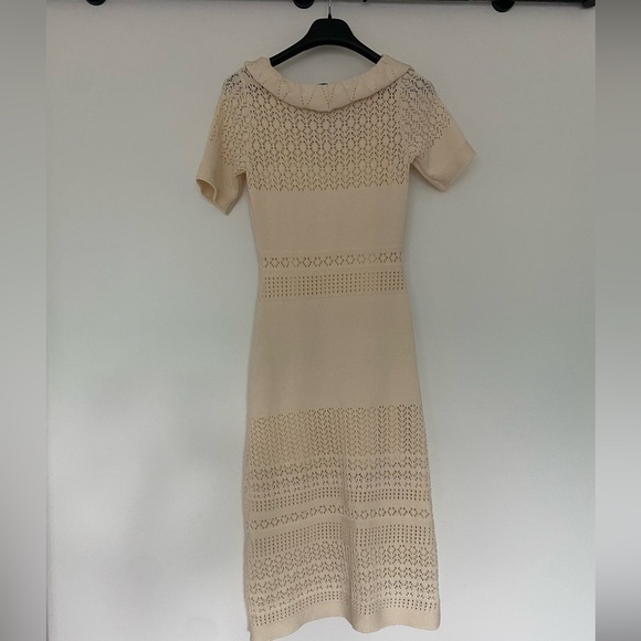 2 for 20$! 🦢 Tie front pointelle knit sweater dress with slip dress - Picture 4 of 15
